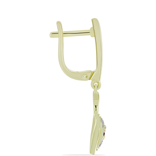 Goldplattierte Silberohrringe mit lila Diamant und weißem Diamant