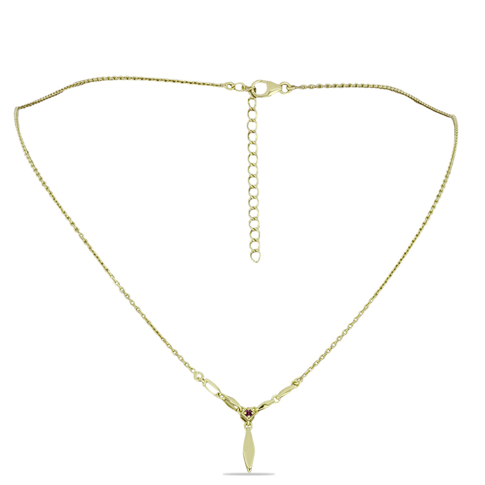 Goldplattierte Silberhalskette mit lila Diamant