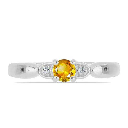 Silberring mit Zitrin aus dem Ural und weißem Topas