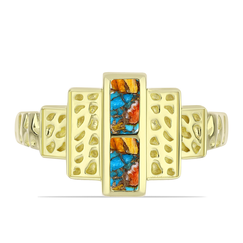 Goldplattierter Silberring mit Austerntürkis 1