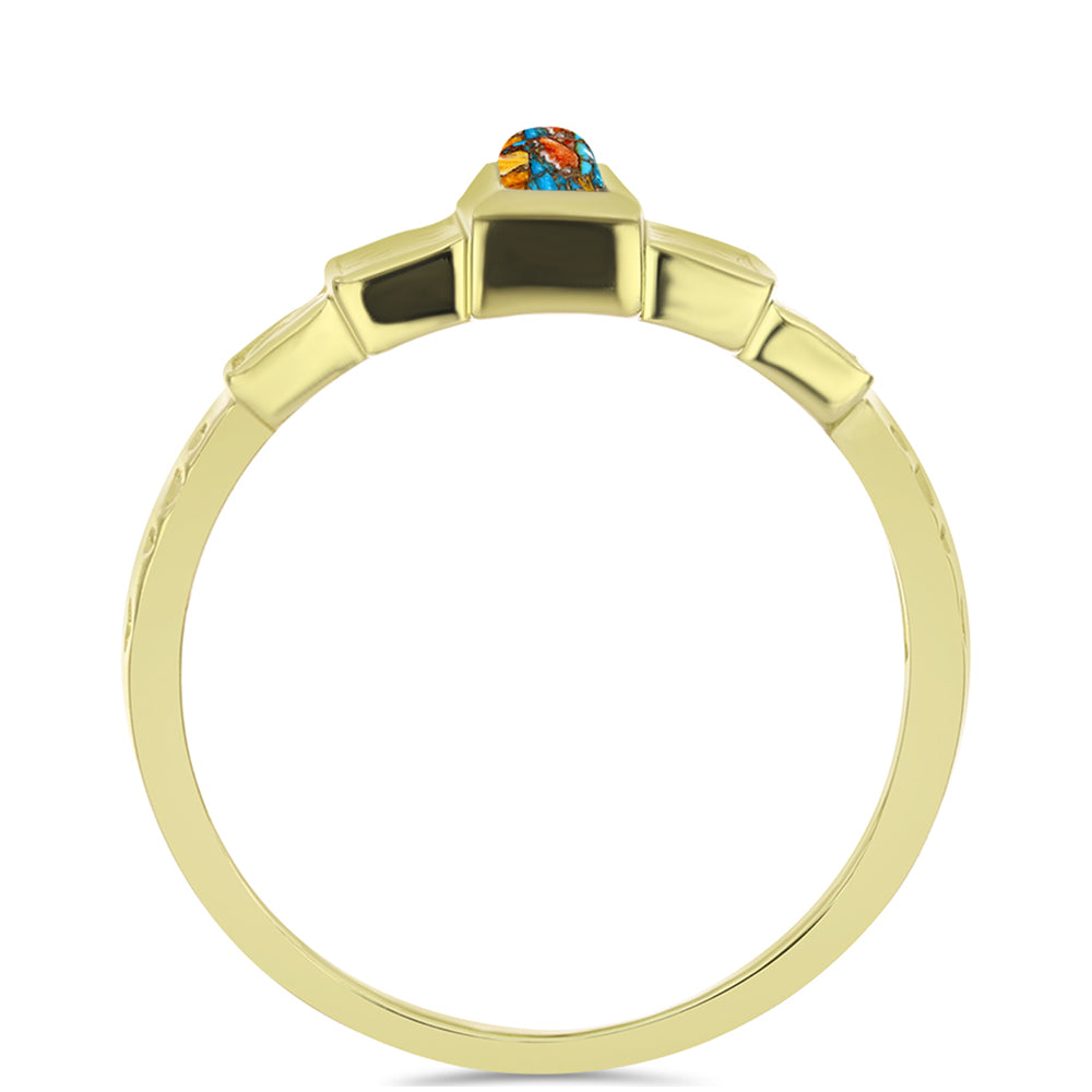 Goldplattierter Silberring mit Austerntürkis 2