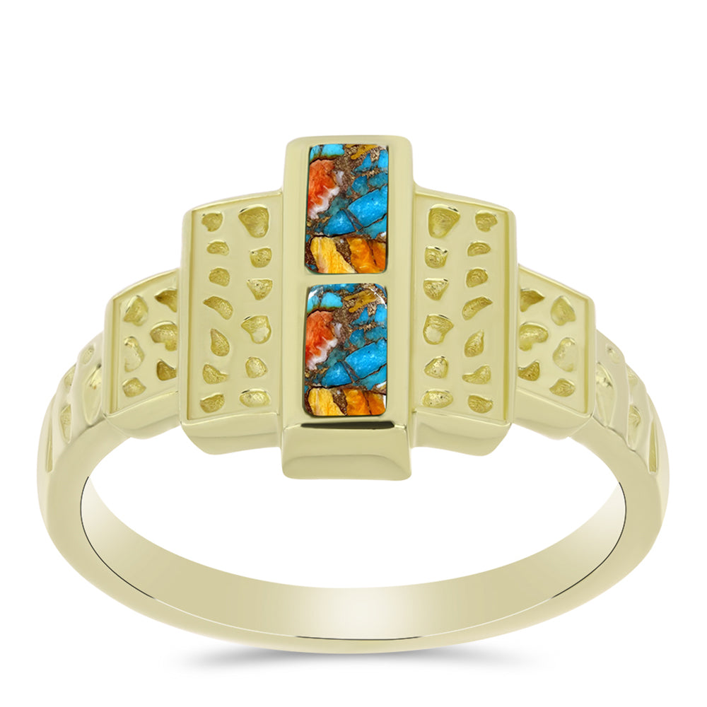 Goldplattierter Silberring mit Austerntürkis 3