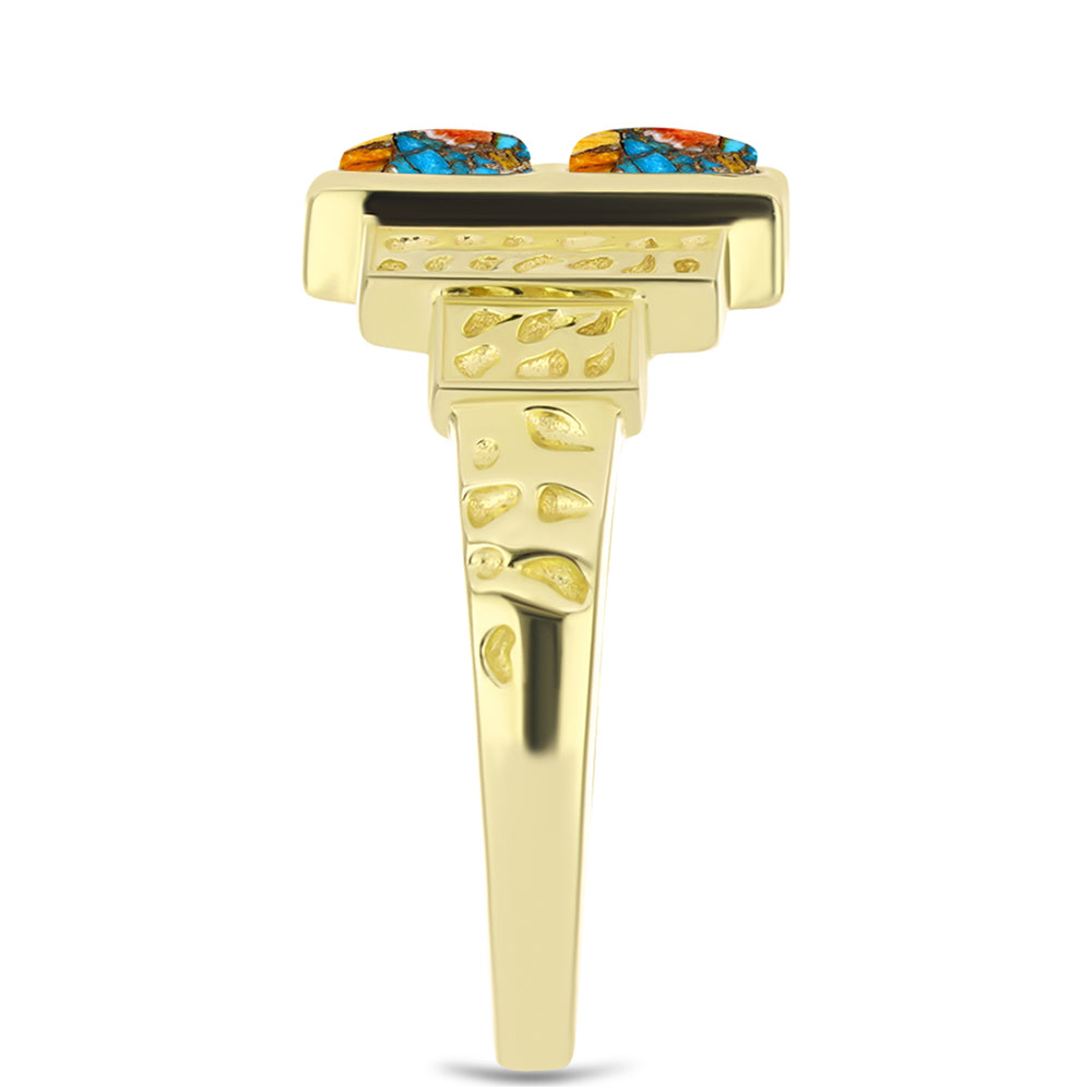 Goldplattierter Silberring mit Austerntürkis 4