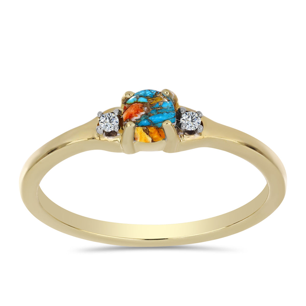 Goldplattierter Silberring mit Austerntürkis und weißem Topas 3