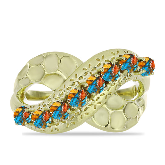 Goldplattierter Silberring mit Austerntürkis