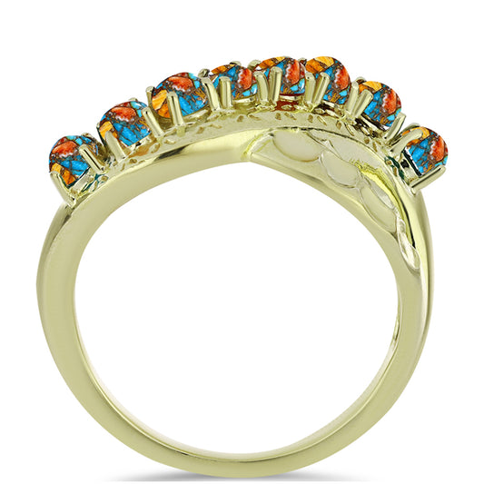 Goldplattierter Silberring mit Austerntürkis