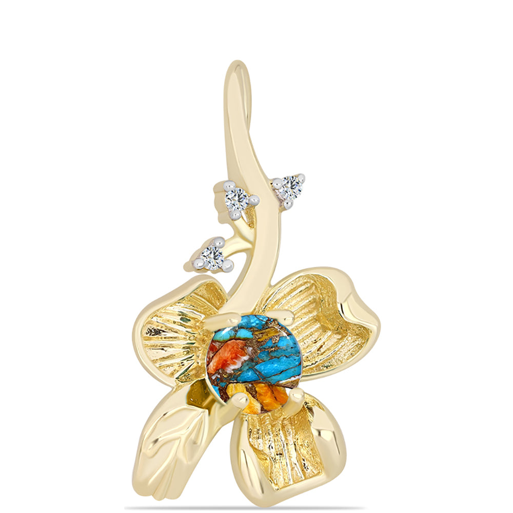 Goldplattierter Silberanhänger mit Austerntürkis und weißem Topas