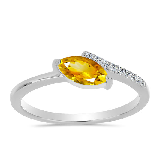 Silberring mit Zitrin aus dem Ural und weißem Topas