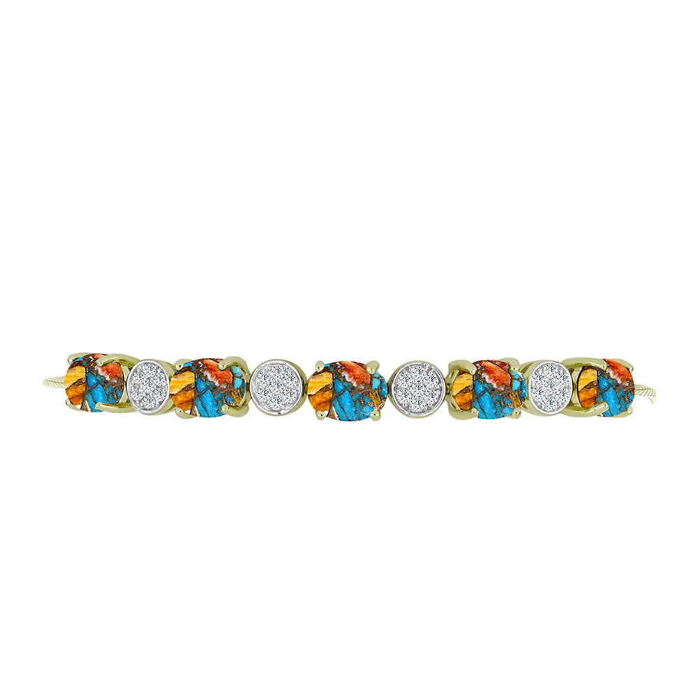 Goldplattiertes Silberarmband mit Austerntürkis und weißem Topas 2