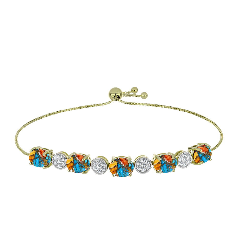 Goldplattiertes Silberarmband mit Austerntürkis und weißem Topas 1