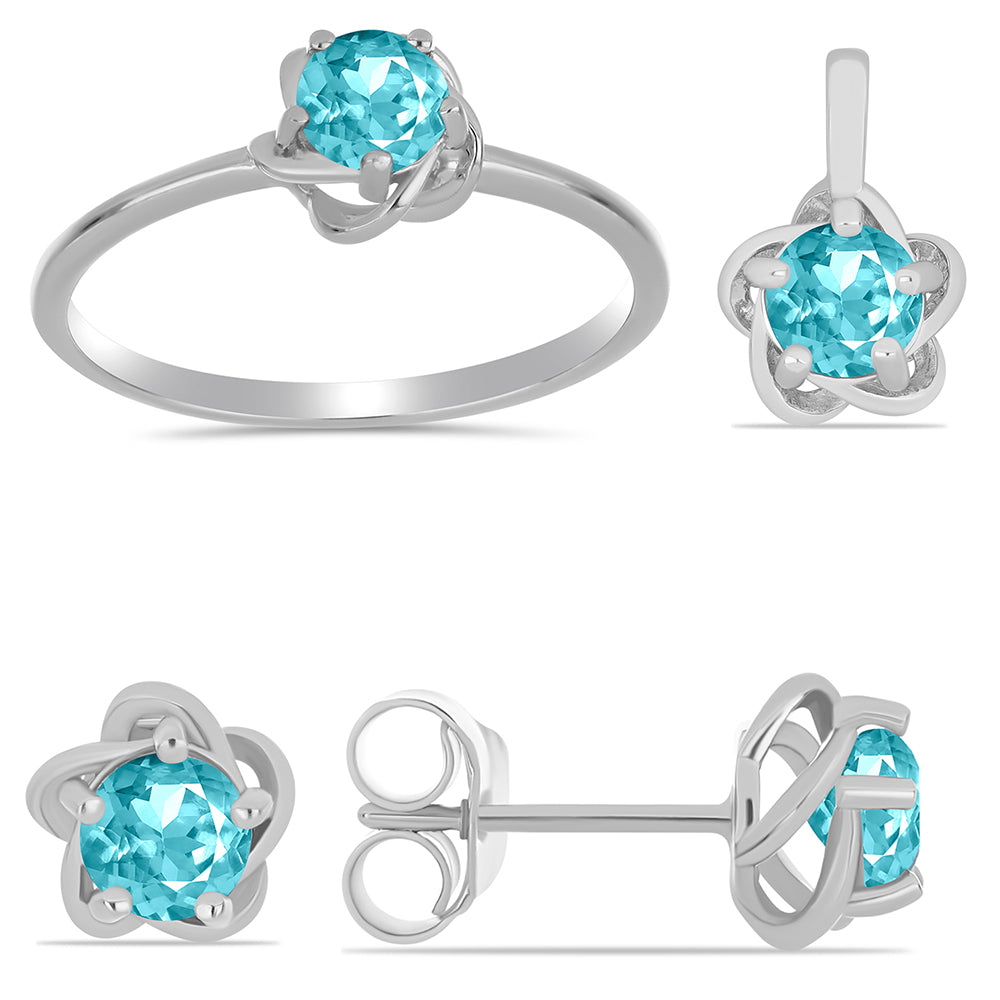 schmuckgarnitur aus Silber mit Paraiba Quarz 1
