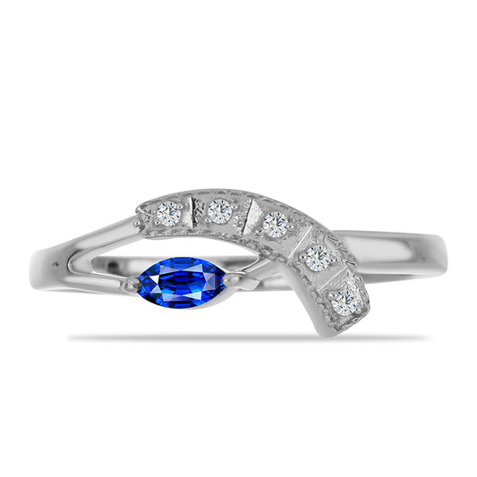 Silberring mit australischem blauem Saphir und weißem Topas
