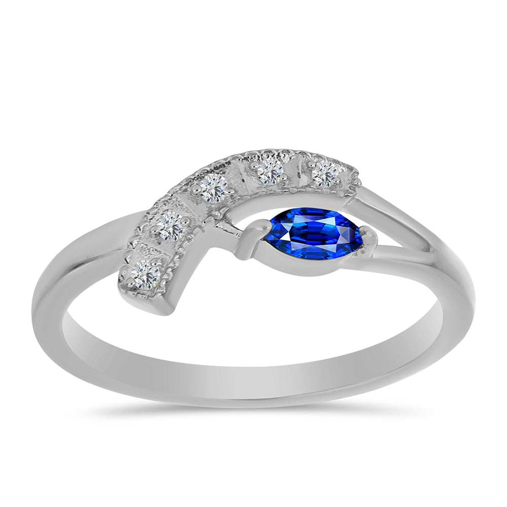 Silberring mit australischem blauem Saphir und weißem Topas