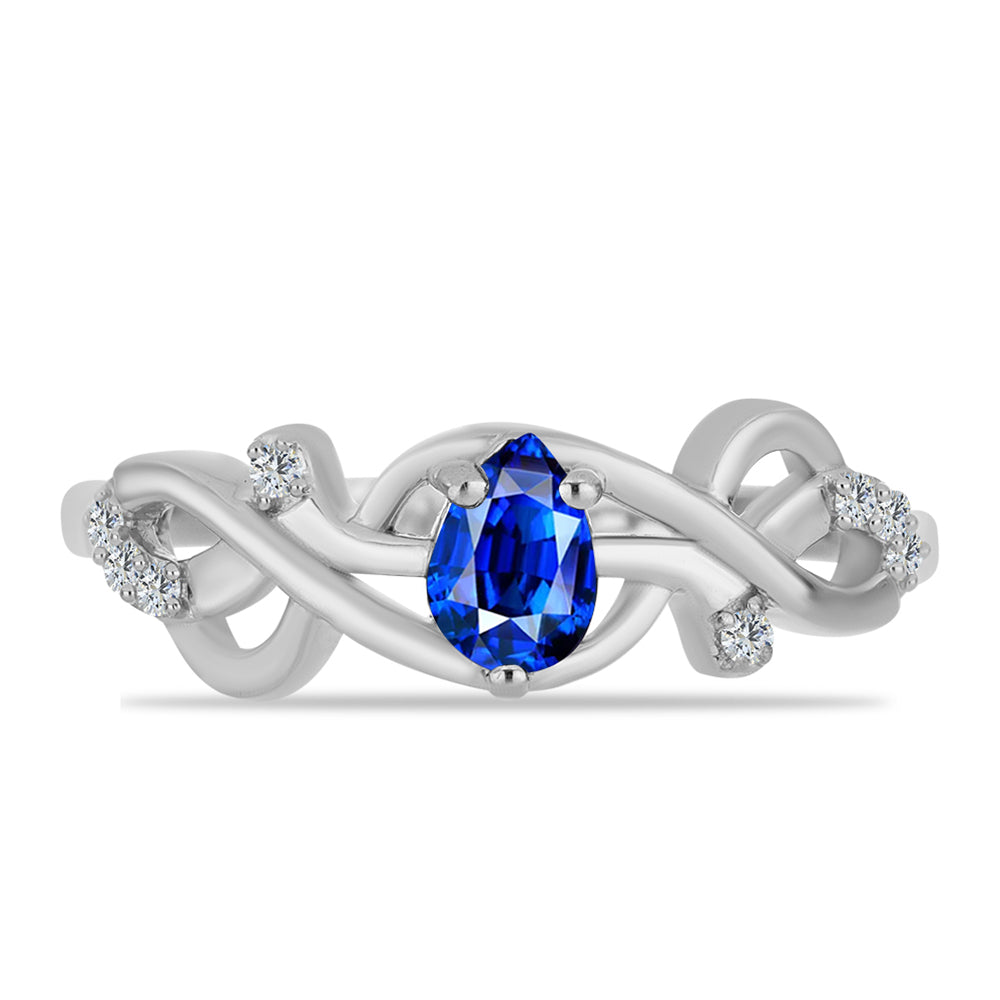 Silberring mit australischem blauem Saphir und weißem Topas
