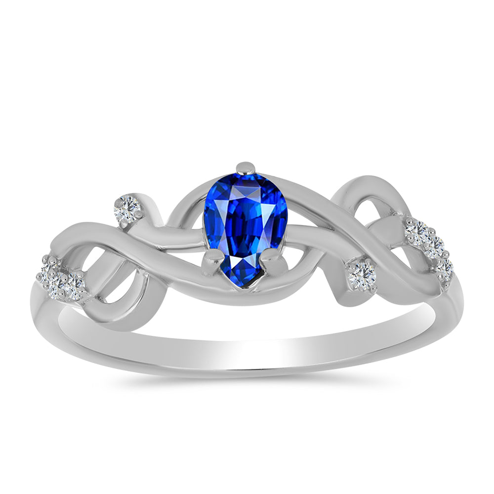 Silberring mit australischem blauem Saphir und weißem Topas