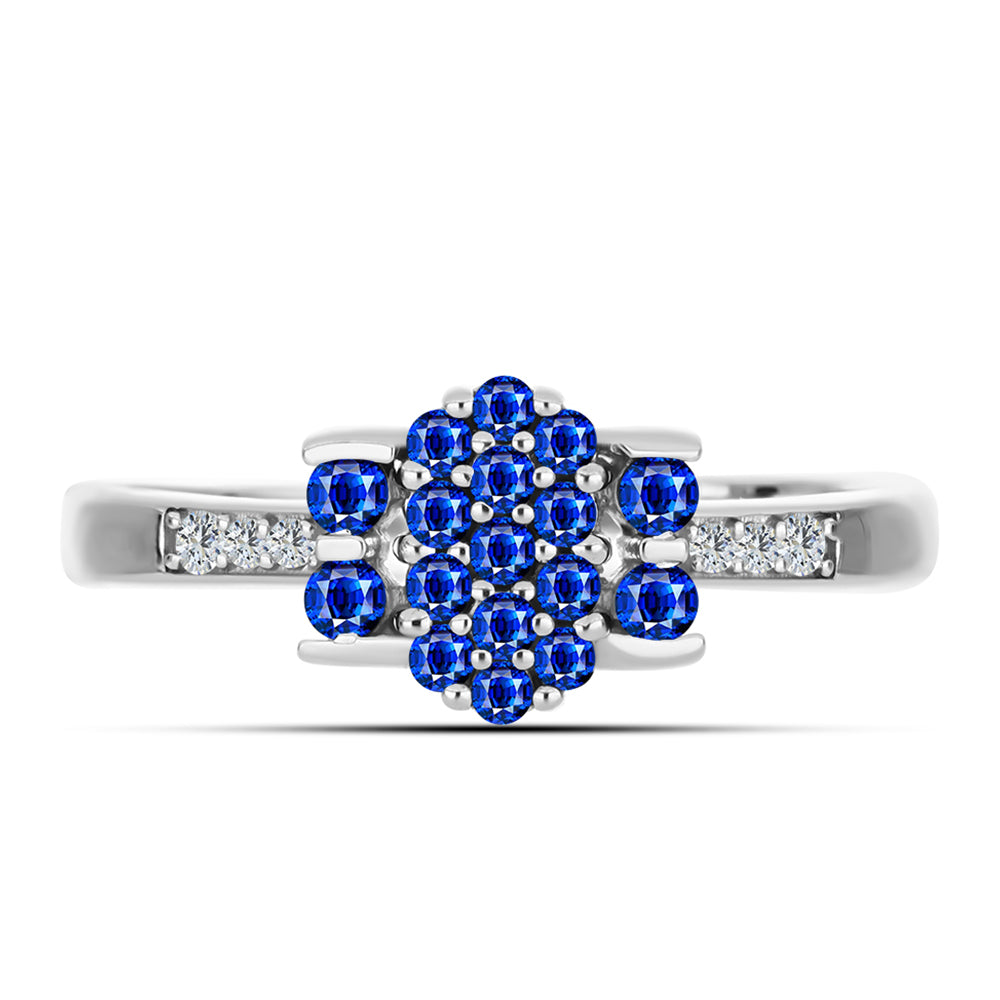 Silberring mit australischem blauem Saphir und weißem Topas