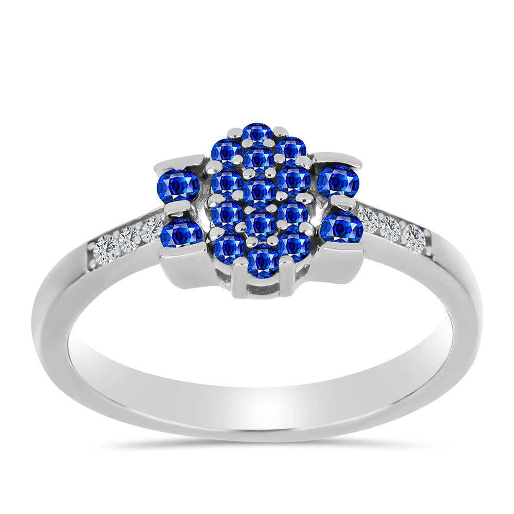 Silberring mit australischem blauem Saphir und weißem Topas