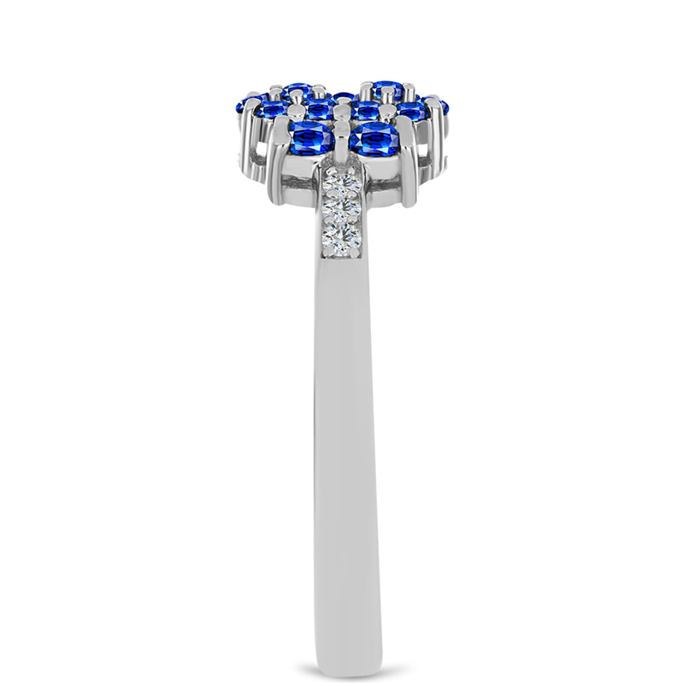 Silberring mit australischem blauem Saphir und weißem Topas