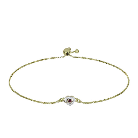 Goldplattiertes Silberarmband mit lila Diamant und weißem Diamant