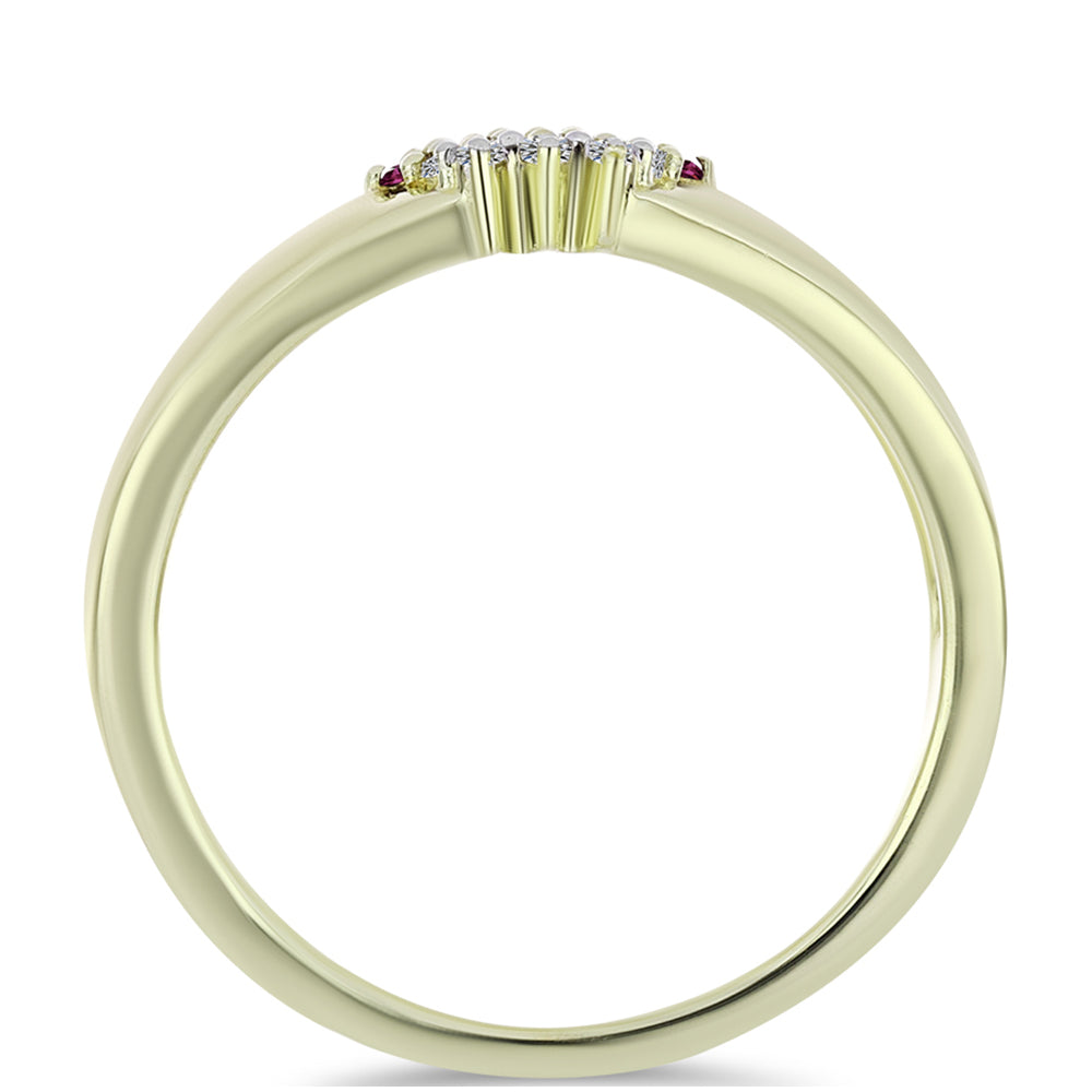 Goldplattierter Silberring mit lila Diamant und weißem Diamant