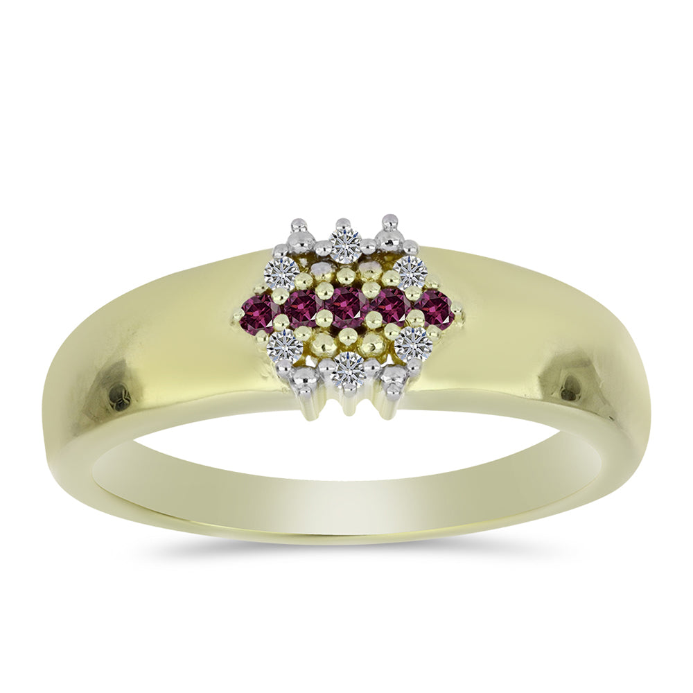 Goldplattierter Silberring mit lila Diamant und weißem Diamant
