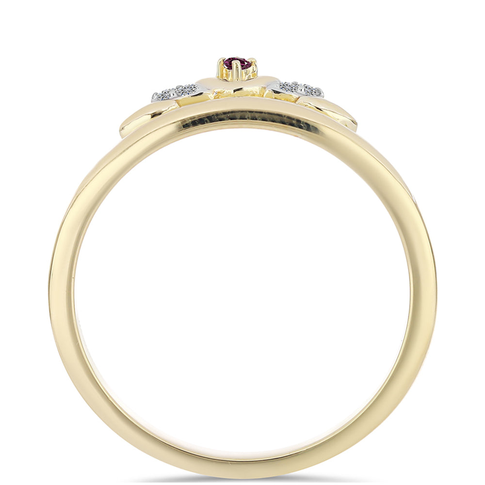 Goldplattierter Silberring mit lila Diamant und weißem Diamant