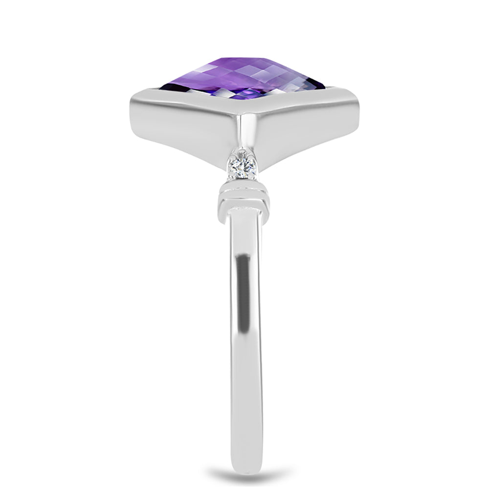 Silberring mit marokkanischem Amethyst und weißem Topas