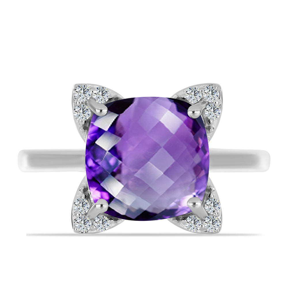 Silberring mit marokkanischem Amethyst und weißem Topas 1