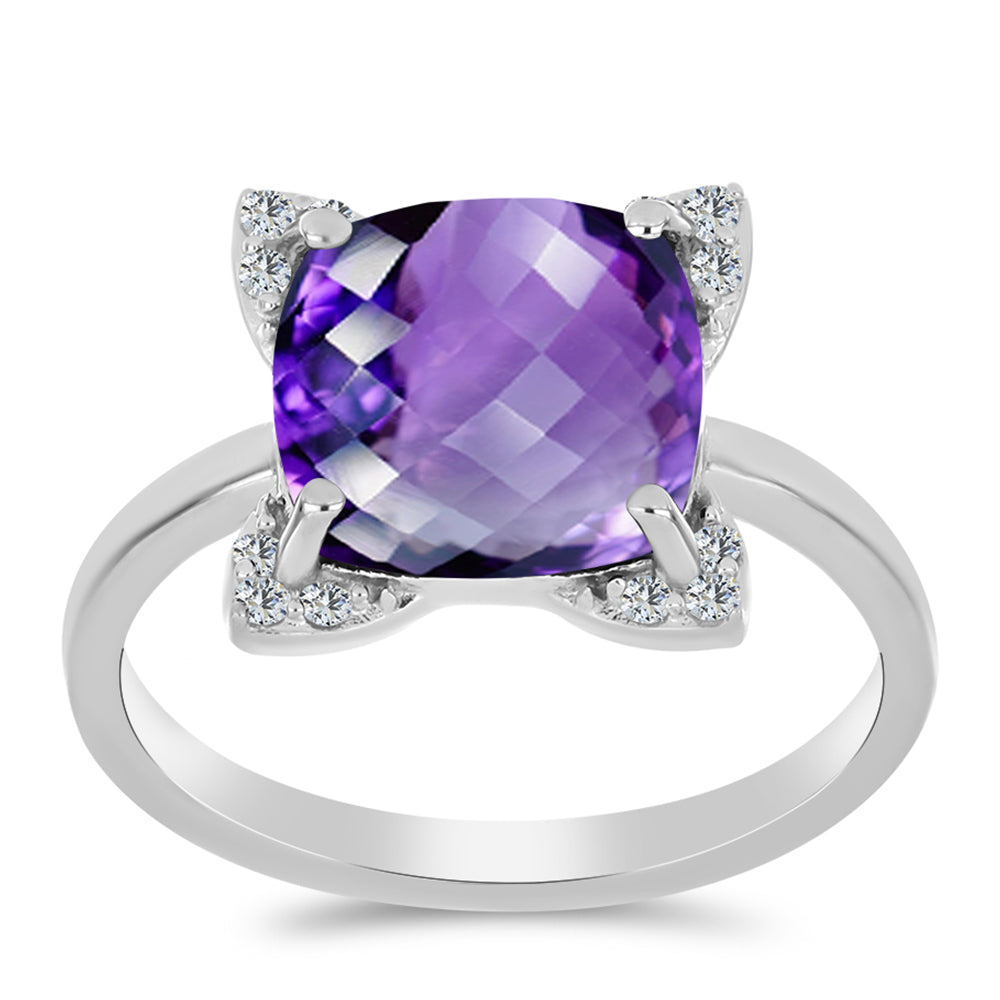 Silberring mit marokkanischem Amethyst und weißem Topas 3