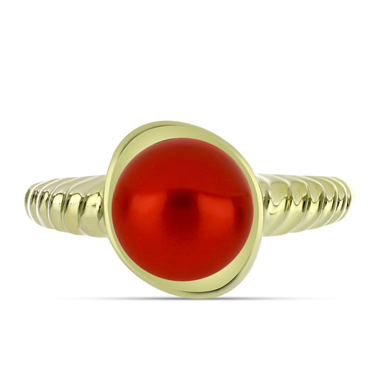 Goldplattierter Silberring mit roter Süßwasserperle