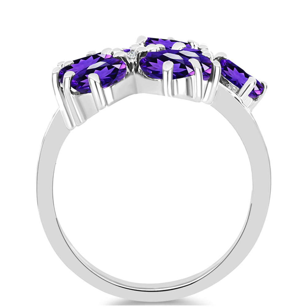 Silberring mit marokkanischem Amethyst und weißem Topas 2