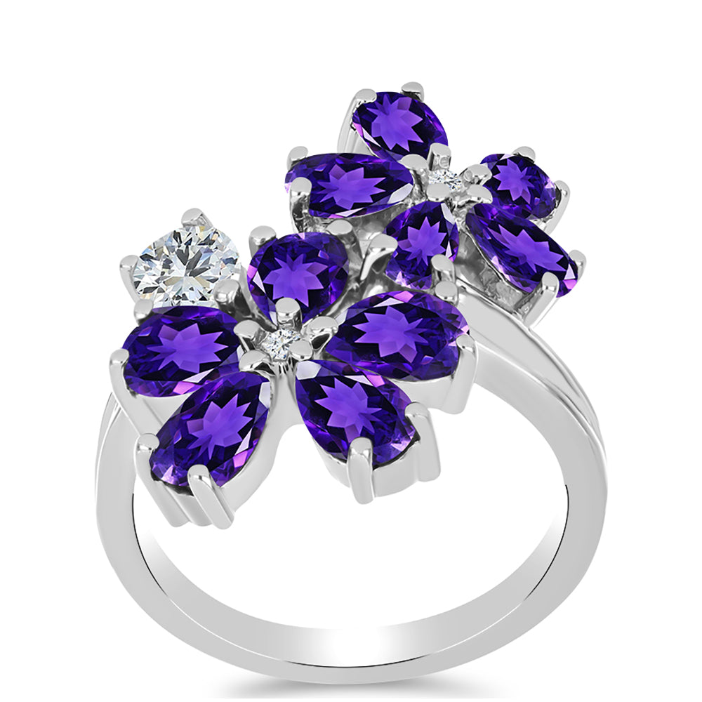 Silberring mit marokkanischem Amethyst und weißem Topas 3