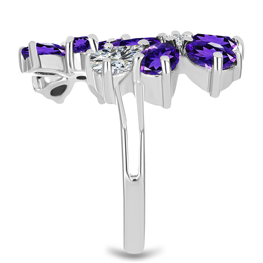 Silberring mit marokkanischem Amethyst und weißem Topas 4