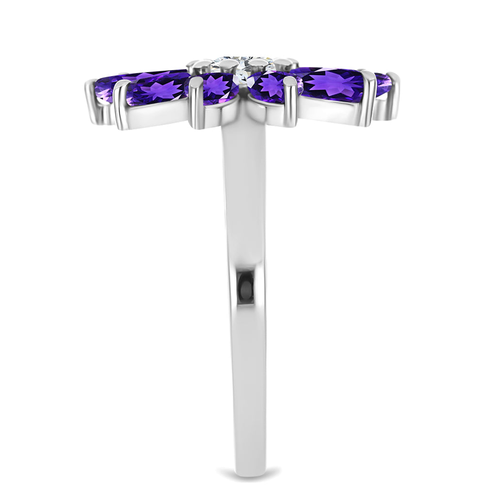 Silberring mit marokkanischem Amethyst und weißem Topas