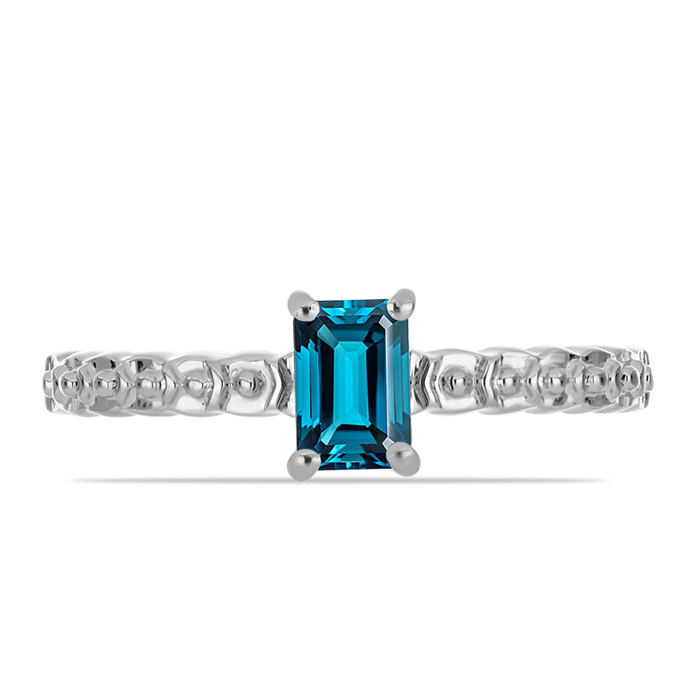 Silberring mit londonblauem Topas