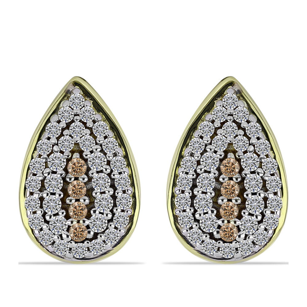 schmuckgarnitur aus Goldplattierte Silber mit Champagner-Diamant und weißem Topas