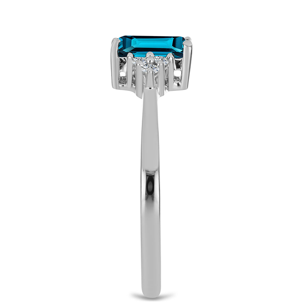 Silberring mit londonblauem Topas und weißem Topas