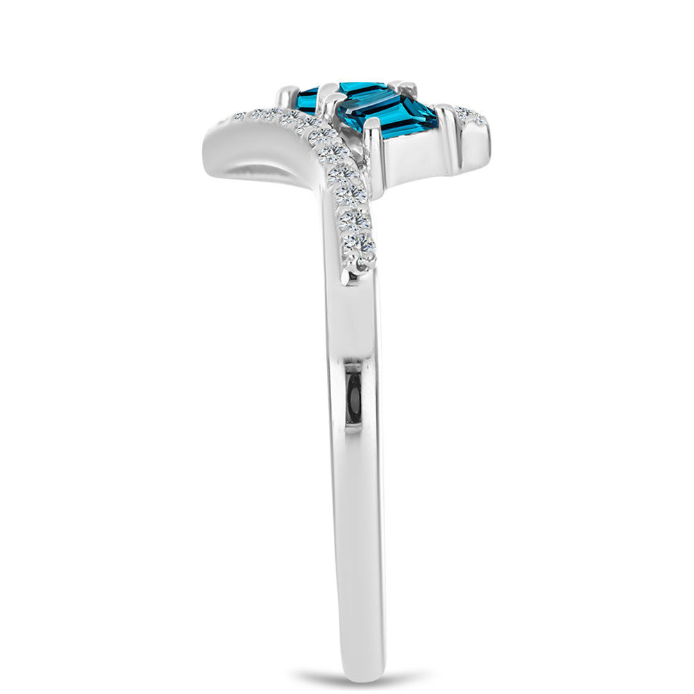 Silberring mit londonblauem Topas und weißem Topas