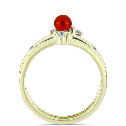 schmuckgarnitur aus Goldplattierte Silber mit roter Süßwasserperle und weißem Topas