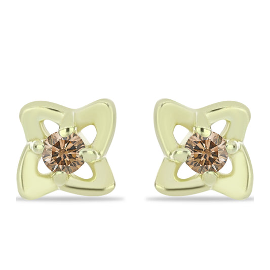 Goldplattierte Silberohrringe mit Champagner-Diamant