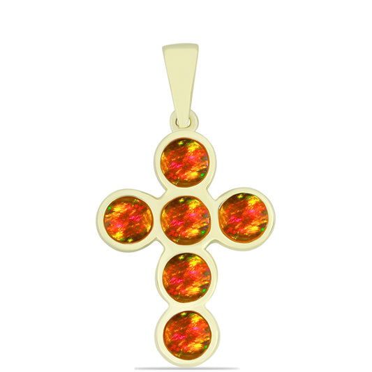 Goldplattierter Silberanhänger mit amerikanischem Feueropal