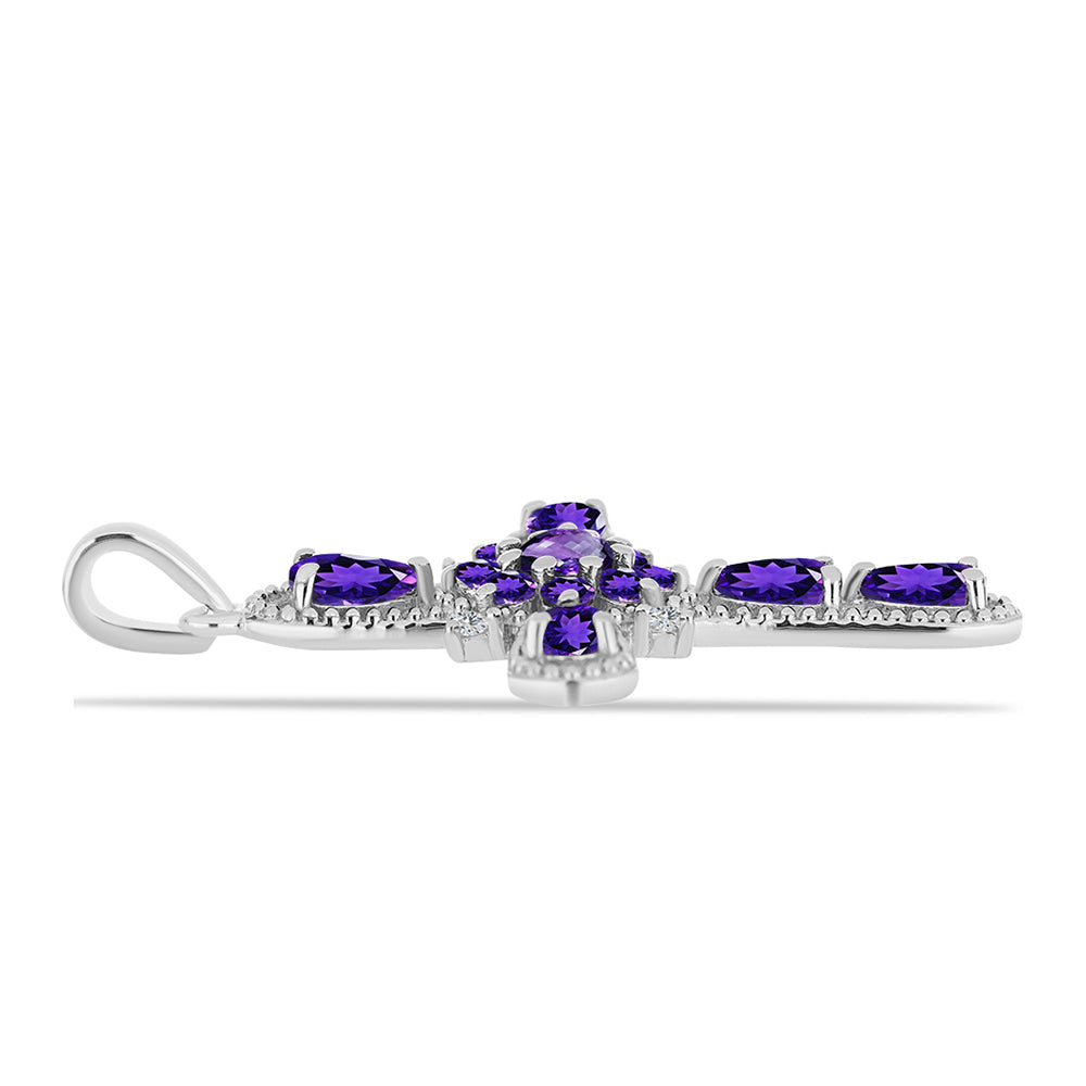 Silberanhänger mit marokkanischem Amethyst und weißem Topas