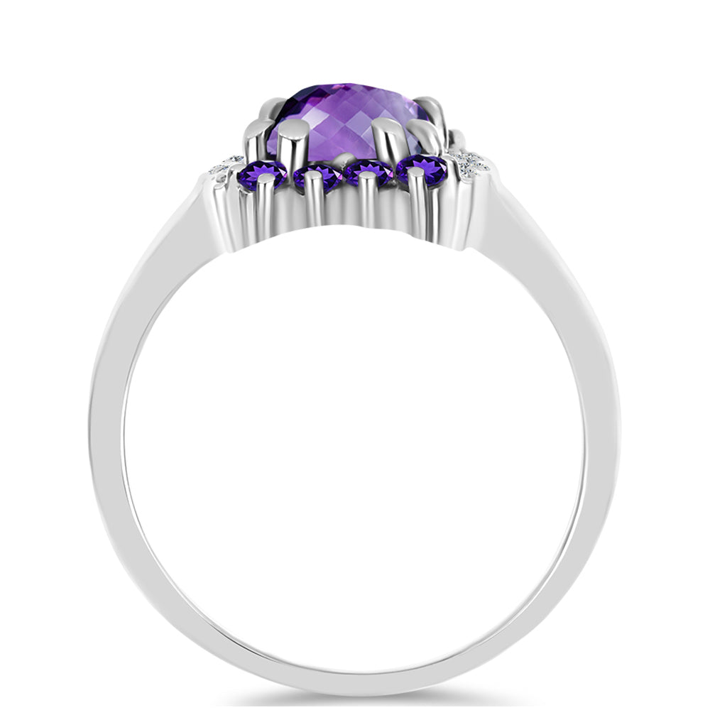 Silberring mit marokkanischem Amethyst und weißem Topas 2