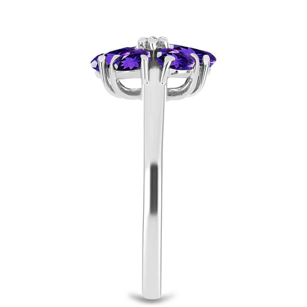 Silberring mit marokkanischem Amethyst und weißem Topas