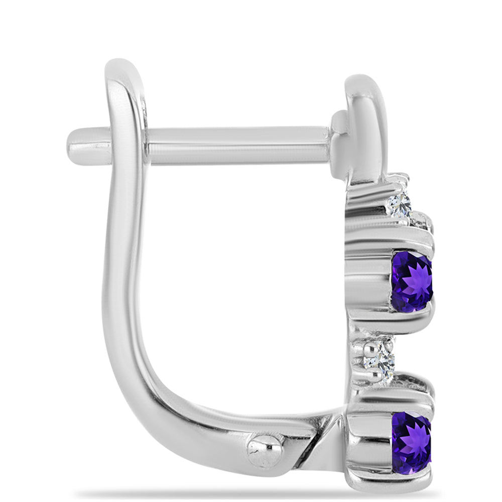 Silberohrringe mit marokkanischem Amethyst und weißem Topas