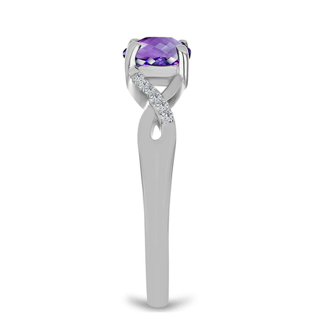 Silberring mit marokkanischem Amethyst und weißem Topas