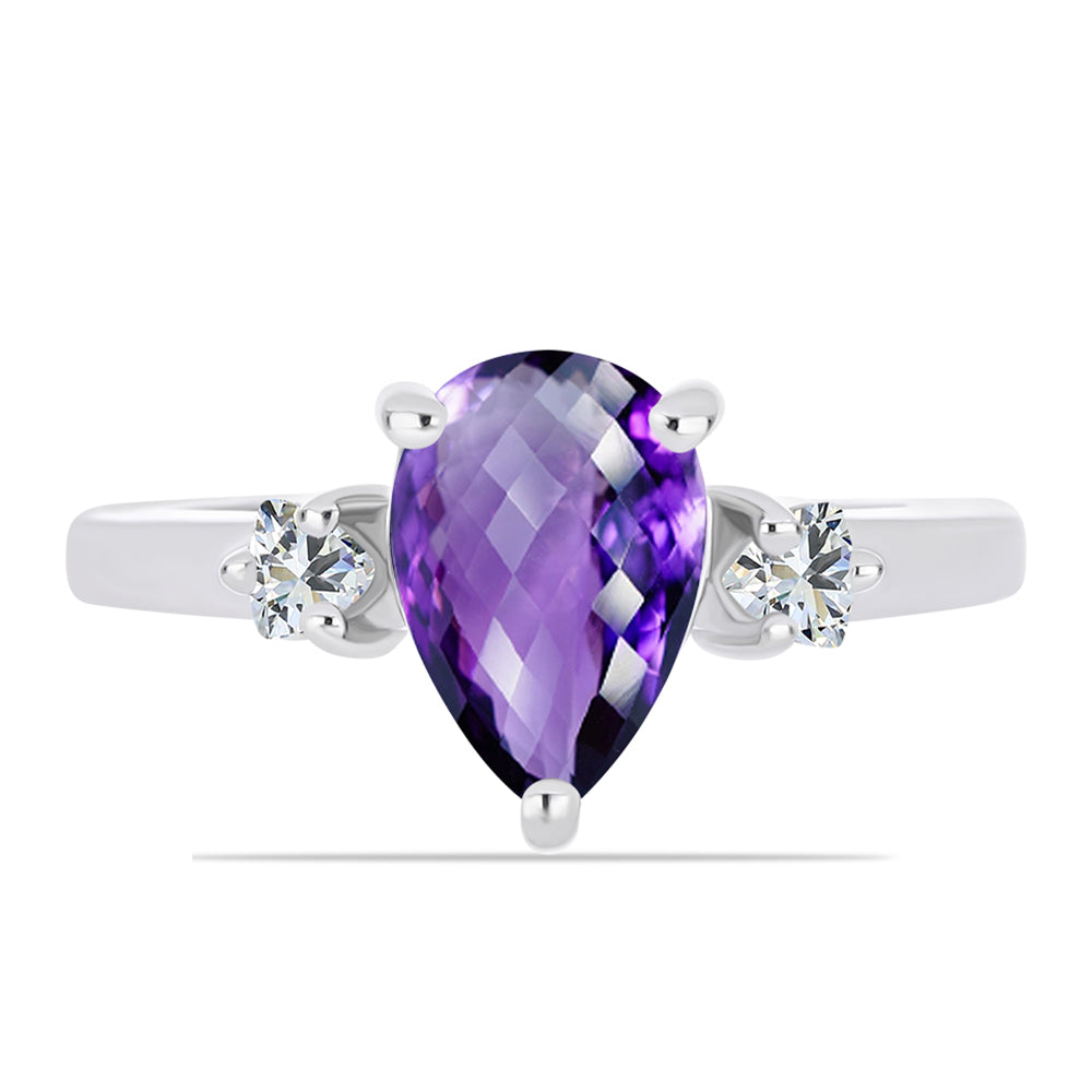 Silberring mit marokkanischem Amethyst und weißem Topas