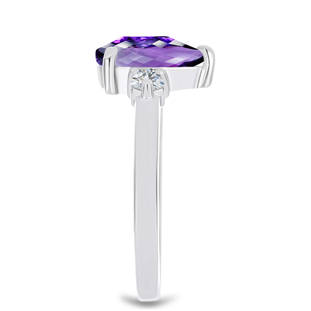 Silberring mit marokkanischem Amethyst und weißem Topas