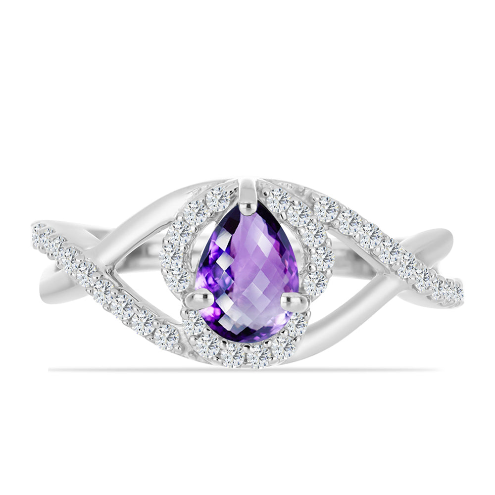 Silberring mit marokkanischem Amethyst und weißem Topas