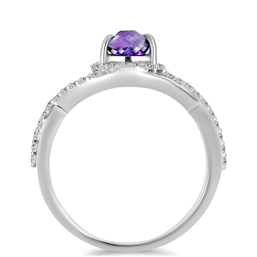 Silberring mit marokkanischem Amethyst und weißem Topas